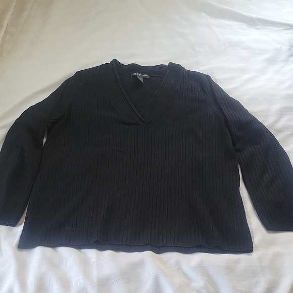 INC International Concepts Sweaters - Inc. International Concept Woman's Black V-Neck Sweater, Size: OX